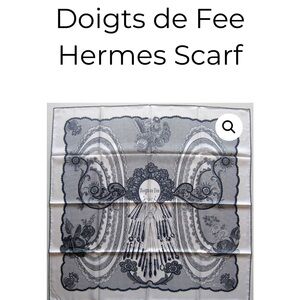 Doigts de Fee Hermes Scarf nib with cards showing how to tie